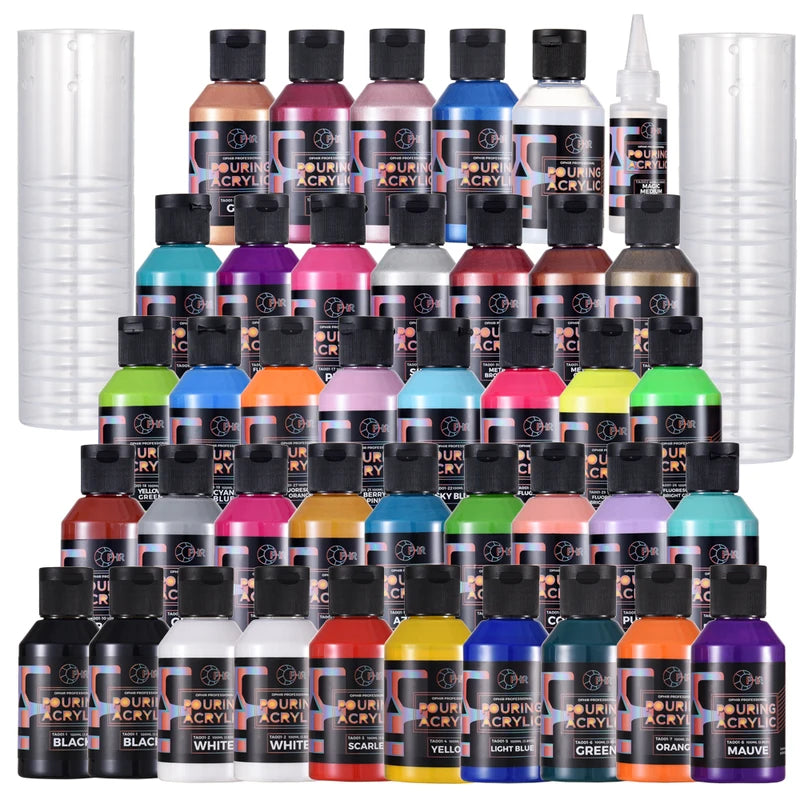 Acrylic Pouring Paint Set - 36 Vibrant Water-Based Colors for Art & Crafts