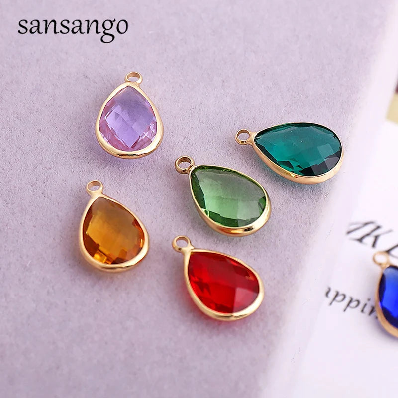 10pcs Water Drop Charms Crystal Alloy Pendants for Jewelry Making DIY Earrings Necklace