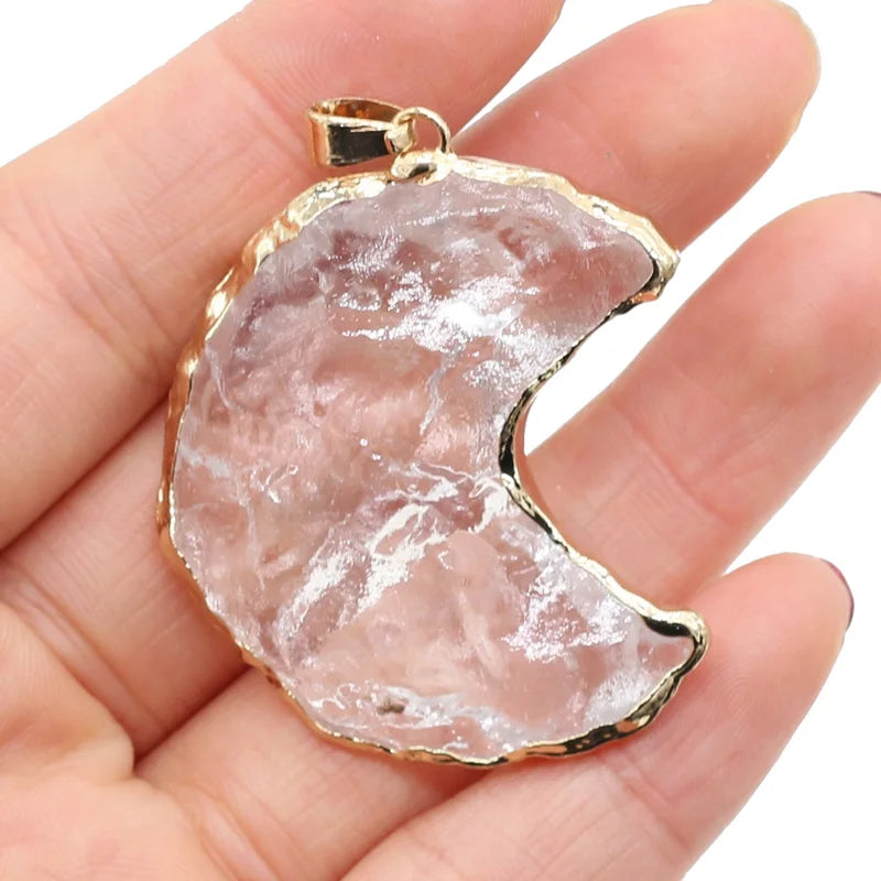Natural Rainbow Quartz Crystal Pendant for Jewelry Making - Irregular Chakra Stone Charm