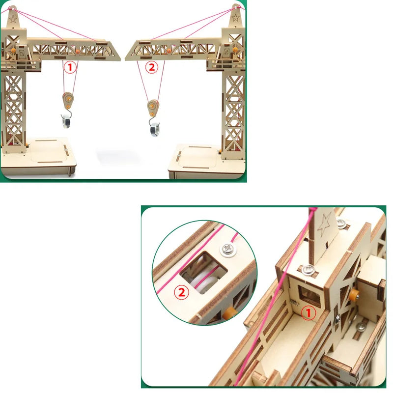 Wooden DIY Remote Control Tower Crane Model Toy for Children - Educational Building Kit