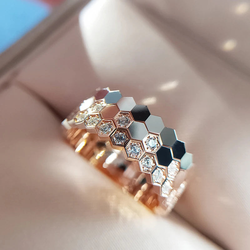 Fashion Engagement Ring for Women - Trendy Brass Jewelry with Cubic Zirconia