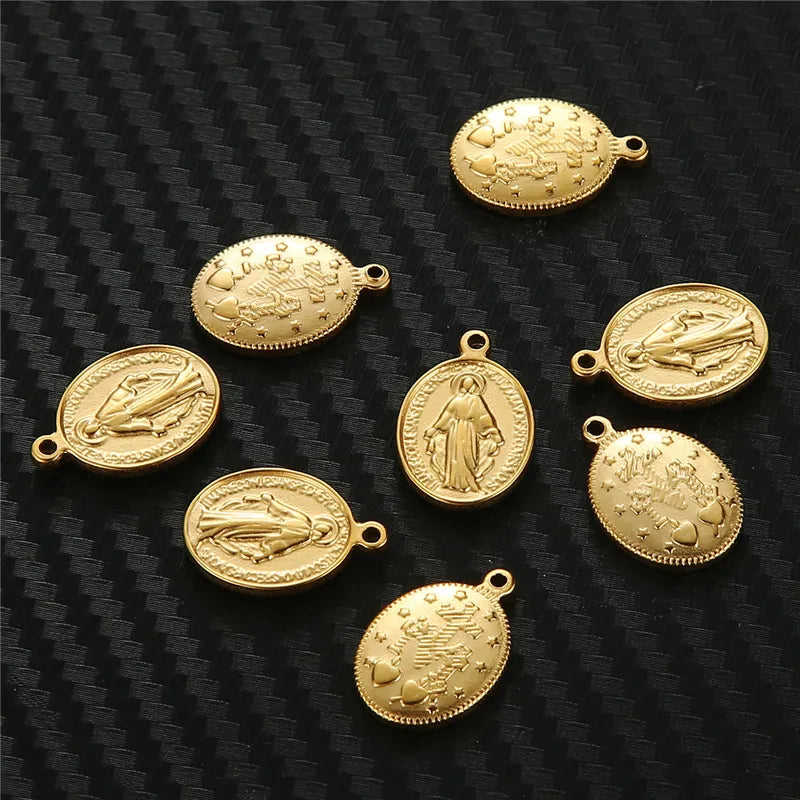 Religious Jesus Charms Pendant Set for Jewelry Making - Stainless Steel, Multiple Colors