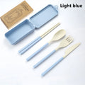 4-Piece Eco-Friendly Wheat Straw Travel Dinnerware Set with Detachable Cutlery