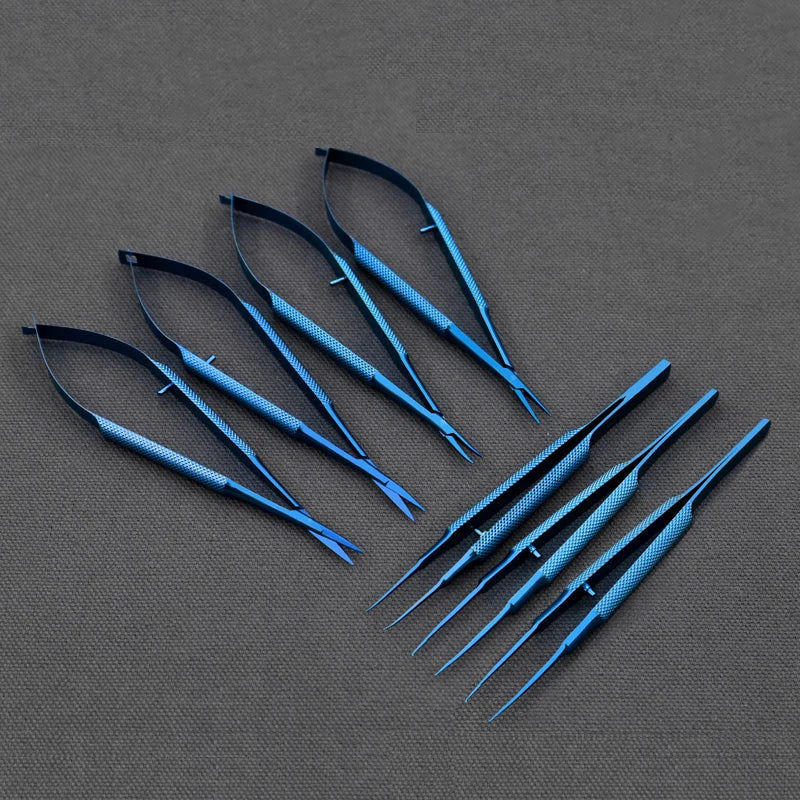Titanium Microsurgical Instruments Kit with Scissors Needle Holders Forceps - 14cm