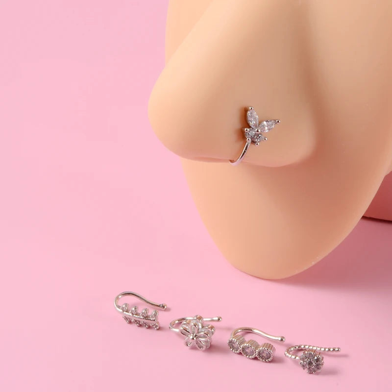 Surgical Steel Nose Ring Hoop C-Shaped Septum Fake Piercing Jewelry for Women