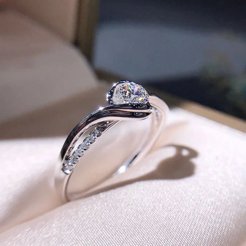 Silver Color Ring with Cubic Zirconia for Women - Versatile Fashion Jewelry