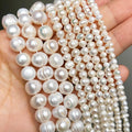 Natural Freshwater Pearl Beads Irregular Round for DIY Jewelry Making - 15 Inch