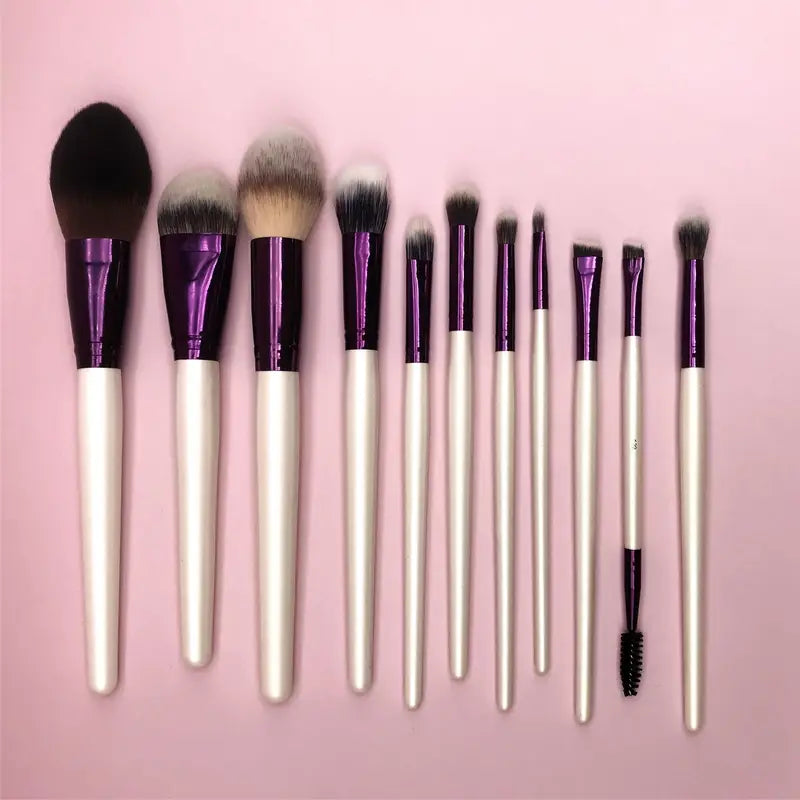 Synthetic Makeup Brush Set with Wooden Handles - 6/9/11/18 Piece Professional Face and Eye Brushes