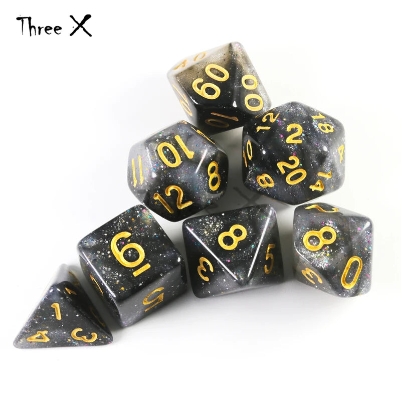Galaxy Dice Set with Glitter Powder for D&D RPG Tabletop Games - Multiple Colors