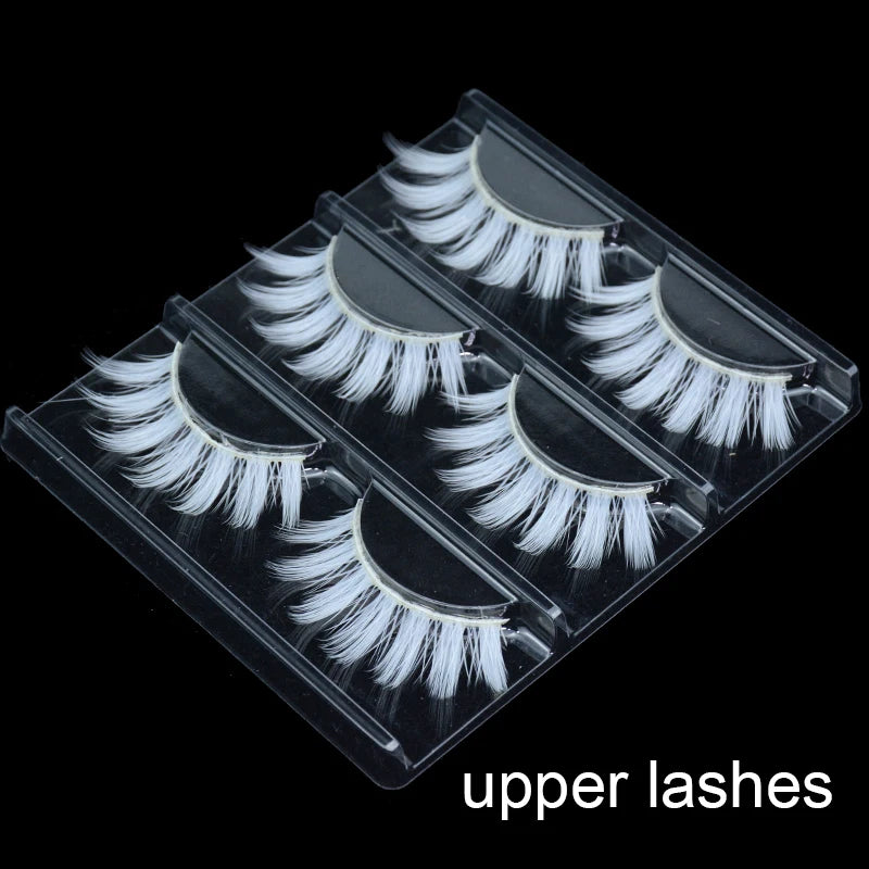 3 Pairs Fluffy Lace 3D Natural-Colored Vegan Silk False Eyelashes for Cosplay Halloween Party