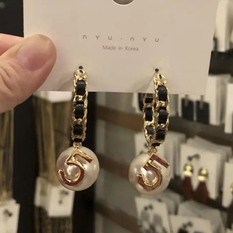 Trendy Handmade Rope Pearl Circle Stud Earrings for Women