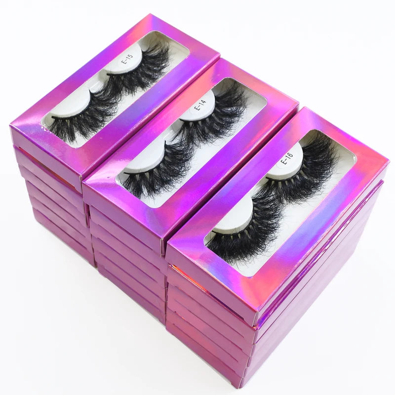 25mm Mink False Eyelashes Wholesale Fluffy Wispy Makeup Lashes - Multiple Styles & Colors