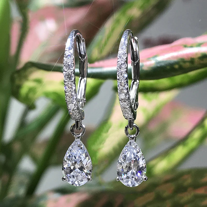 Delicate Pear CZ Drop Earrings for Women - Fashion Jewelry Gift