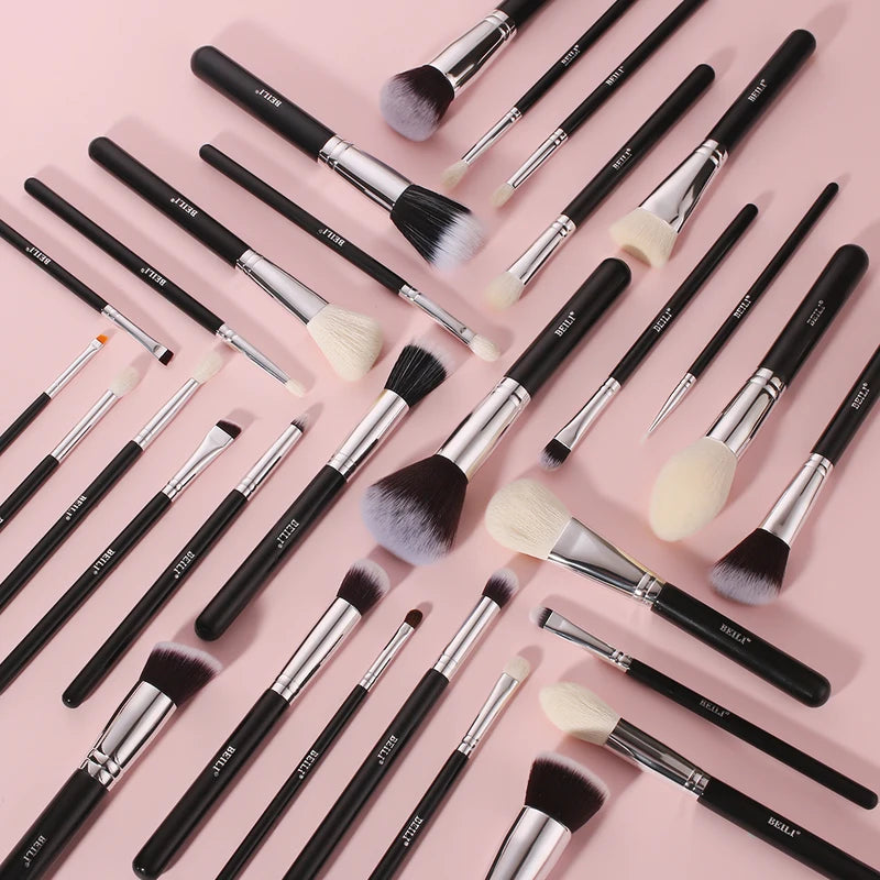 Professional Makeup Brush Set with Natural Goat & Synthetic Hair - 30 Pieces