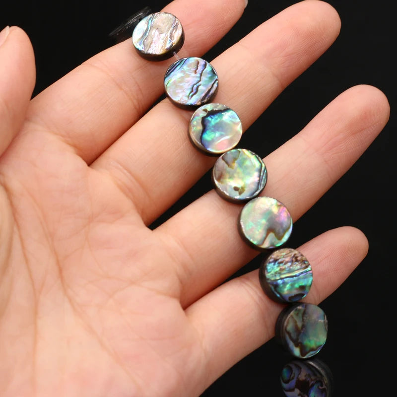 Natural Shell Beads Coin Jewelry Making Supplies 8mm 12mm 14mm - 5pcs Set