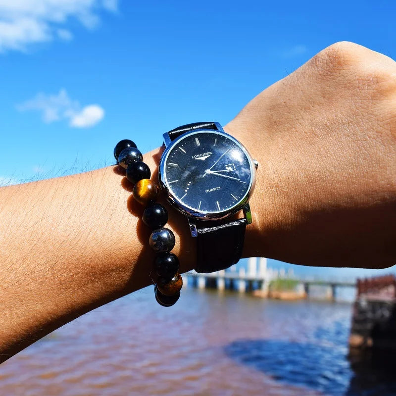 Natural Obsidian Hematite Tiger Eye Beads Bracelet for Magnetic Health & Protection - Men & Women