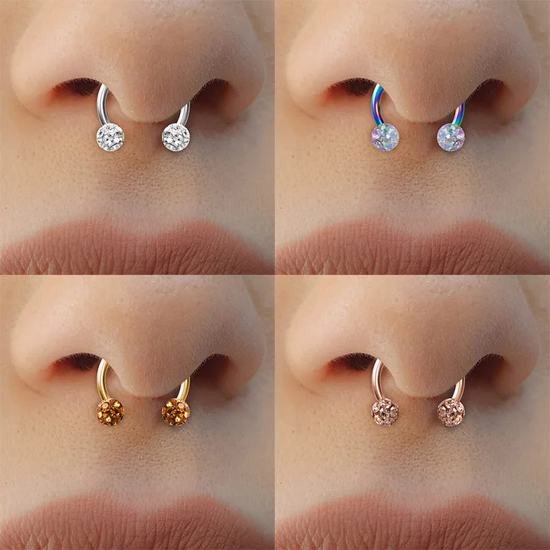 Unisex Septum & Cartilage Nose Hoop Piercing Jewelry 8mm 16G
