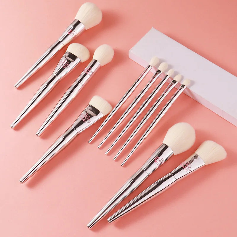 High-Quality Full-Size Makeup Brush Set with Synthetic Hair & Acrylic Handles