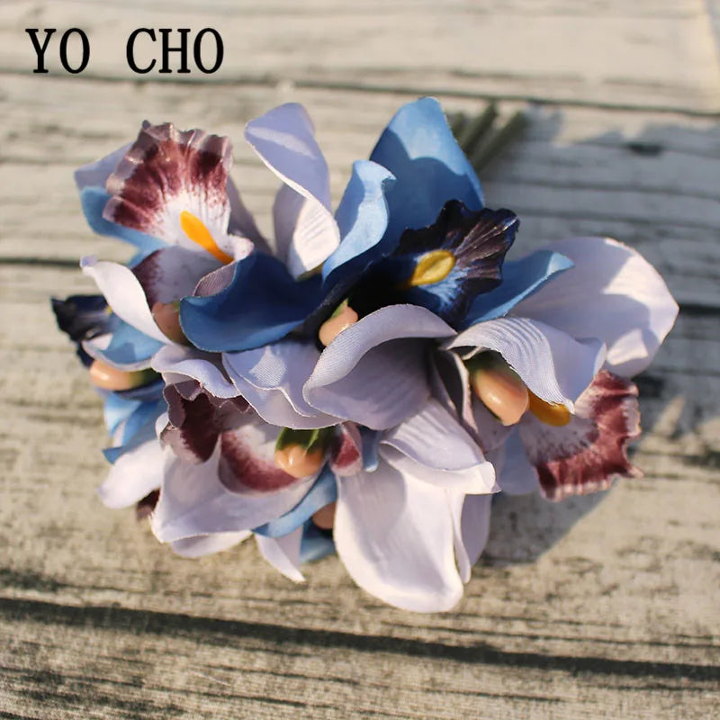 Autumn Artificial Orchid Flower Bouquet - Silk Faux Flowers for Wedding & Home Decor
