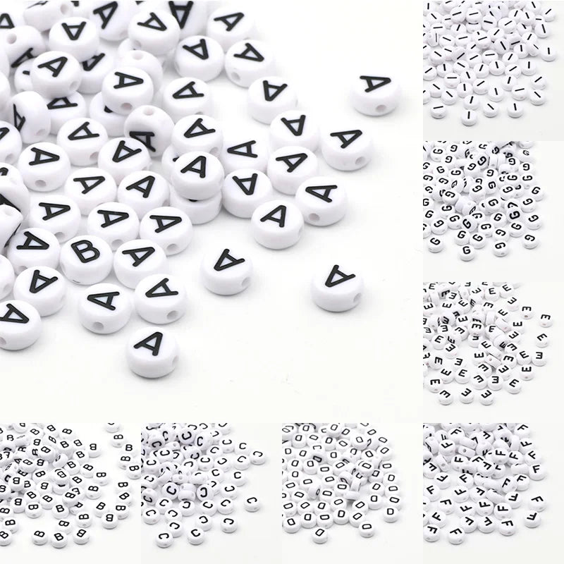 50/100/200pcs Alphabet Beads - 7x4mm Acrylic Spacer Beads for Jewelry Making