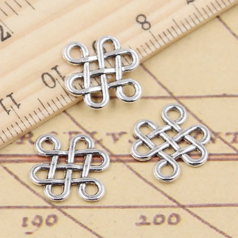 30pcs Tibetan Silver Charms for Jewelry Making - Chinese Knot Connectors, Antique Pendants