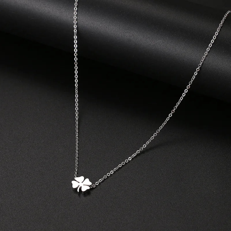 Men's & Women's Four Leaf Clover Stainless Steel Necklace - Classic Fashion Pendant