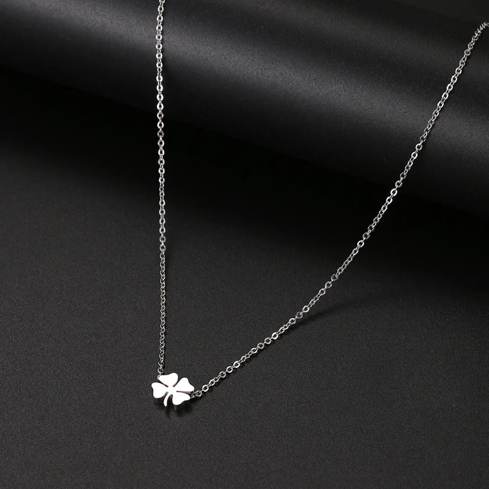 Men's & Women's Four Leaf Clover Stainless Steel Necklace - Classic Fashion Pendant