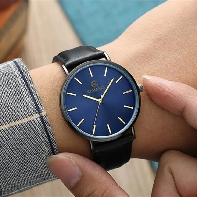 Luxury Men’s Quartz Watch - Ultra Thin Leather Strap Business Wristwatch