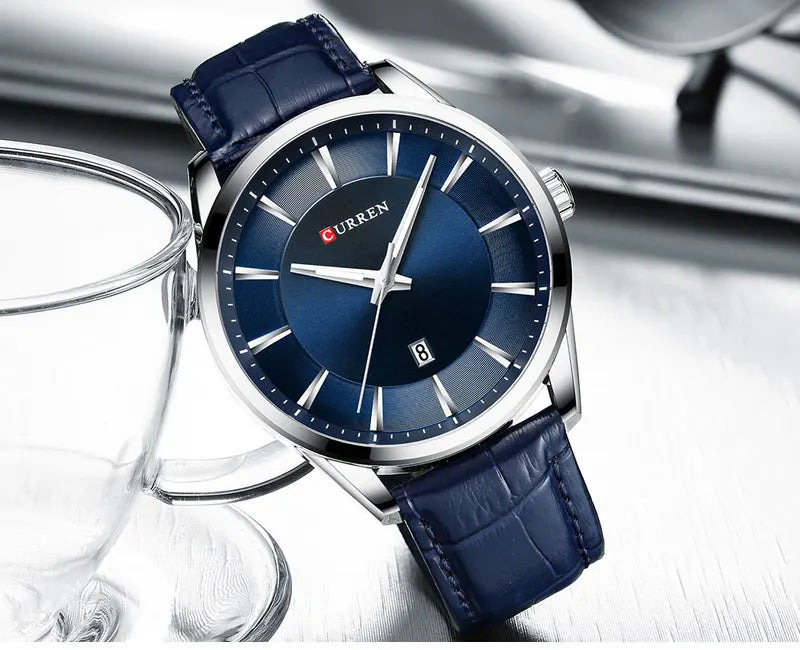 Men's Quartz Wristwatch with Leather Strap - Luxury Analog Business Watch