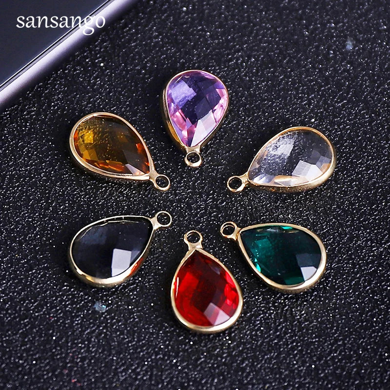 10pcs Water Drop Charms Crystal Alloy Pendants for Jewelry Making DIY Earrings Necklace