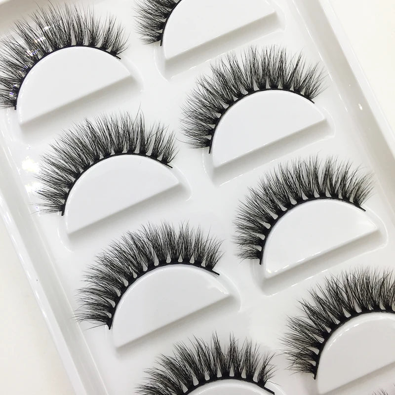 Bulk 10/50 Pairs False Mink Eyelashes Cross Natural Wispy Makeup Lashes