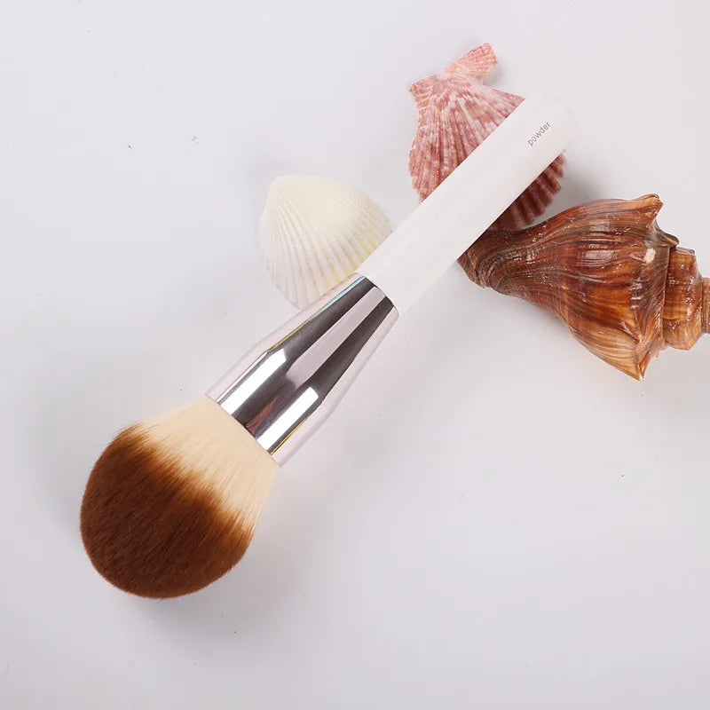 Large Powder Makeup Brush with White Handle Synthetic Hair Contour Brush