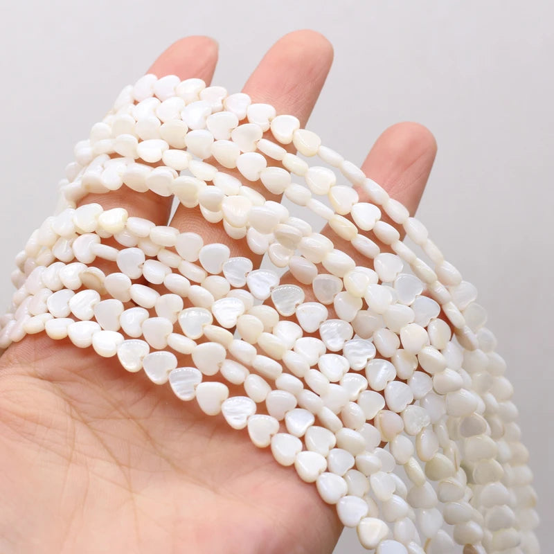 Natural Shell Beads Heart Shape Loose Spacer Beads for Jewelry Making - 6mm