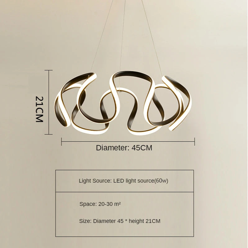 Modern LED Pendant Light Nordic Chandelier for Living Room Kitchen Bedroom Gold Black White