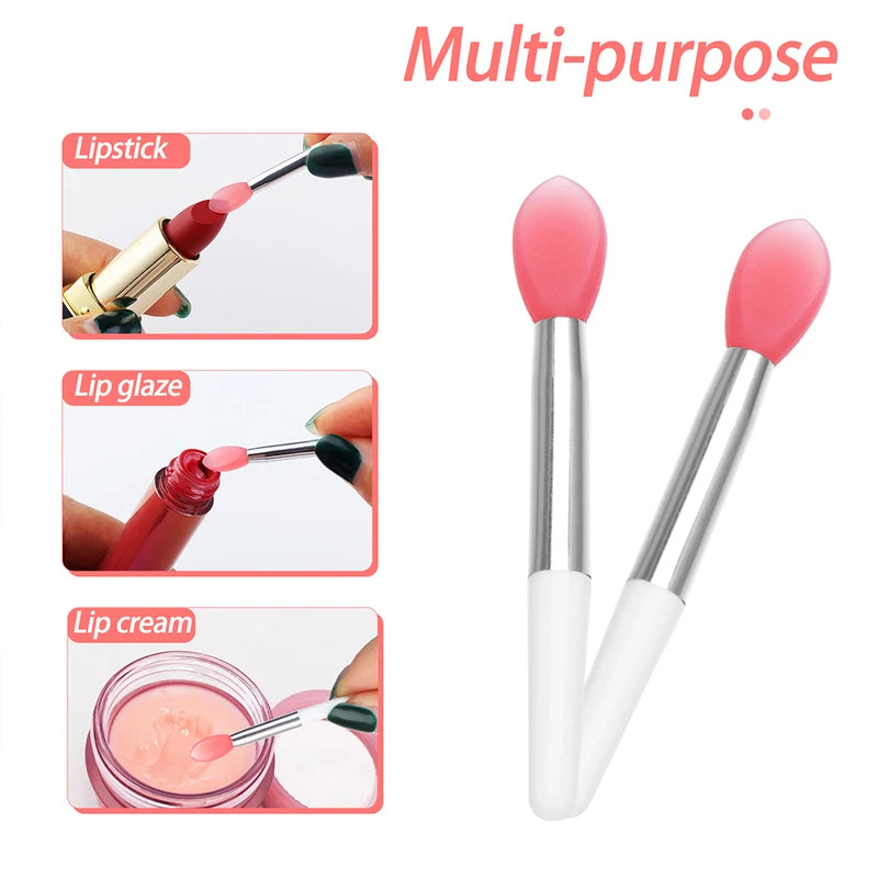 Silicone Lipstick Lip Brush Set with Dust-Proof Cover - Exfoliating & Plumping Makeup Tools