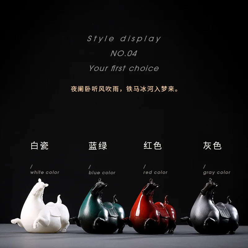 Chinese-Style Ceramic Pony Ornaments Home Decor Study Room Crafts Living Room Figurines