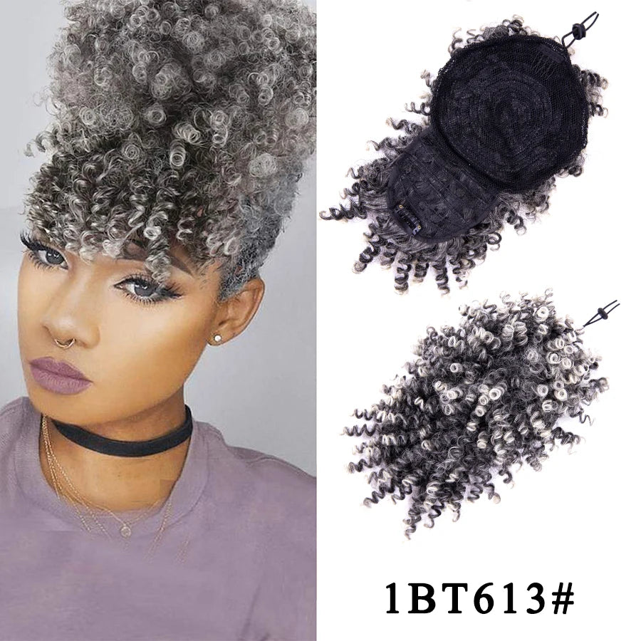 Synthetic Curly Bangs Hair Extensions - Clip-On Adjustable Fringe for Women