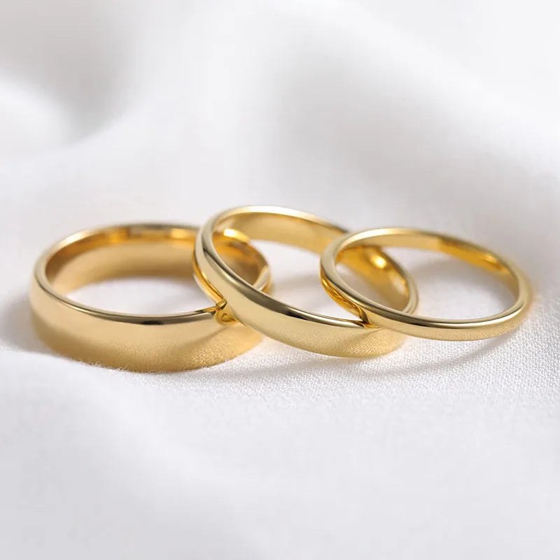 Gold Tungsten Wedding Ring Set for Couples - Custom Engraving Men Women 2-8mm