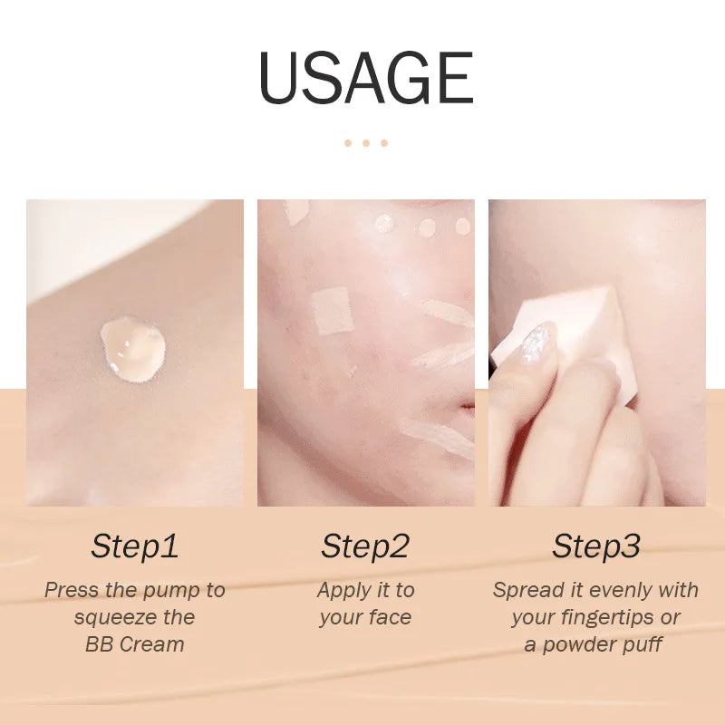 Waterproof Long Lasting BB Cream Face Foundation Makeup with Concealer & Brightening Effect