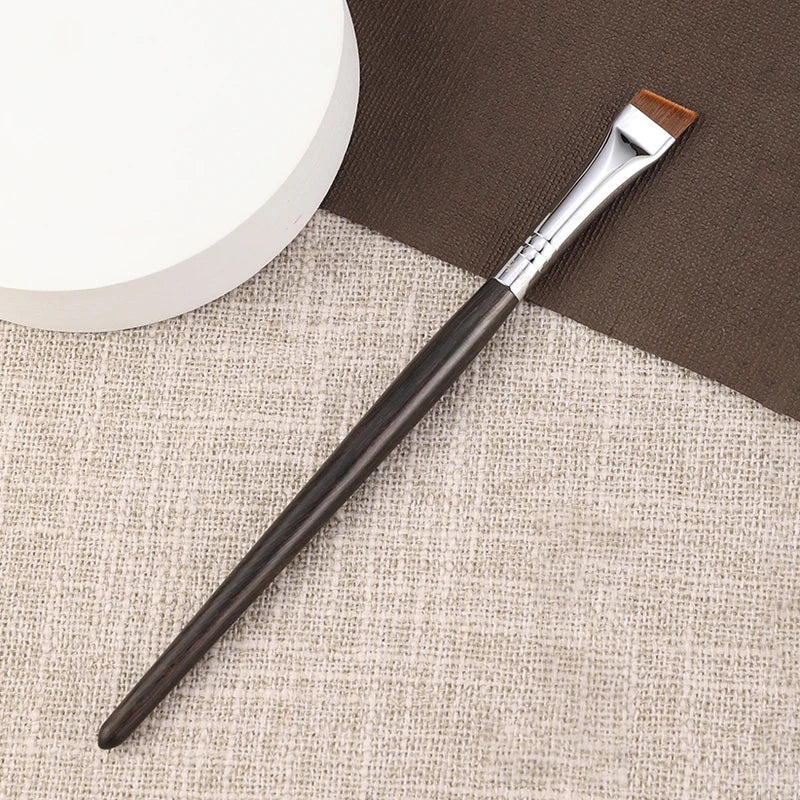 Large Angled Eyebrow Makeup Brush - Synthetic Fiber, Wooden Handle