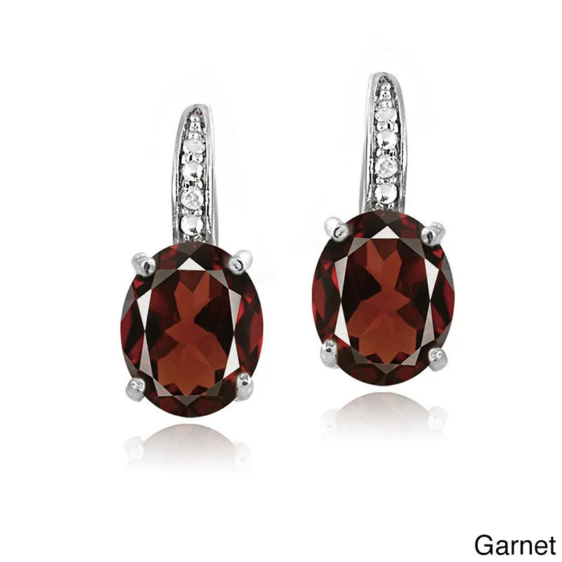 925 Sterling Silver Earrings with Colorful Gemstones and 18k Gold Ear Buckle for Women