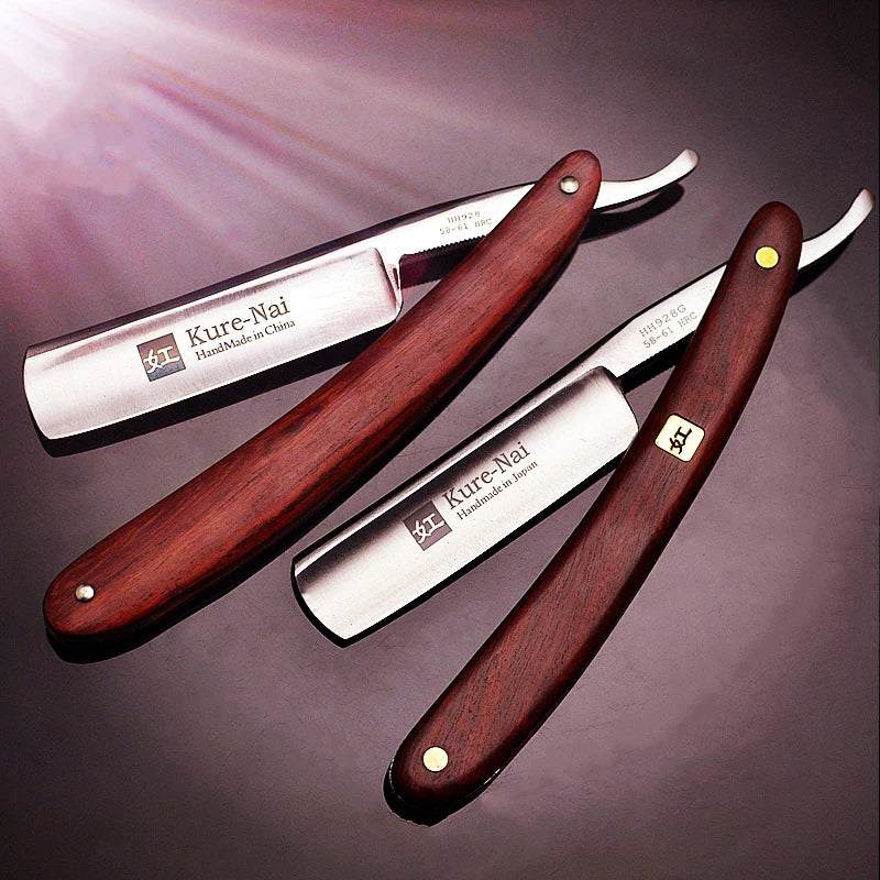 4pcs Straight Razor Set with Rosewood Handle Carbon Steel Sharp Shaver Man's Shaving Tool
