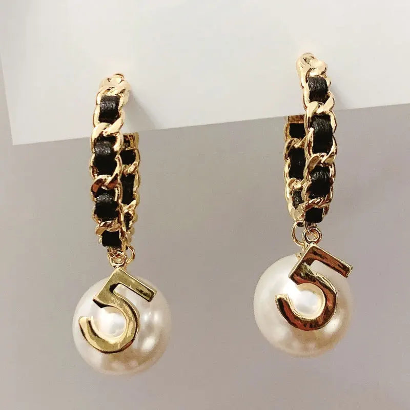 Trendy Handmade Rope Pearl Circle Stud Earrings for Women