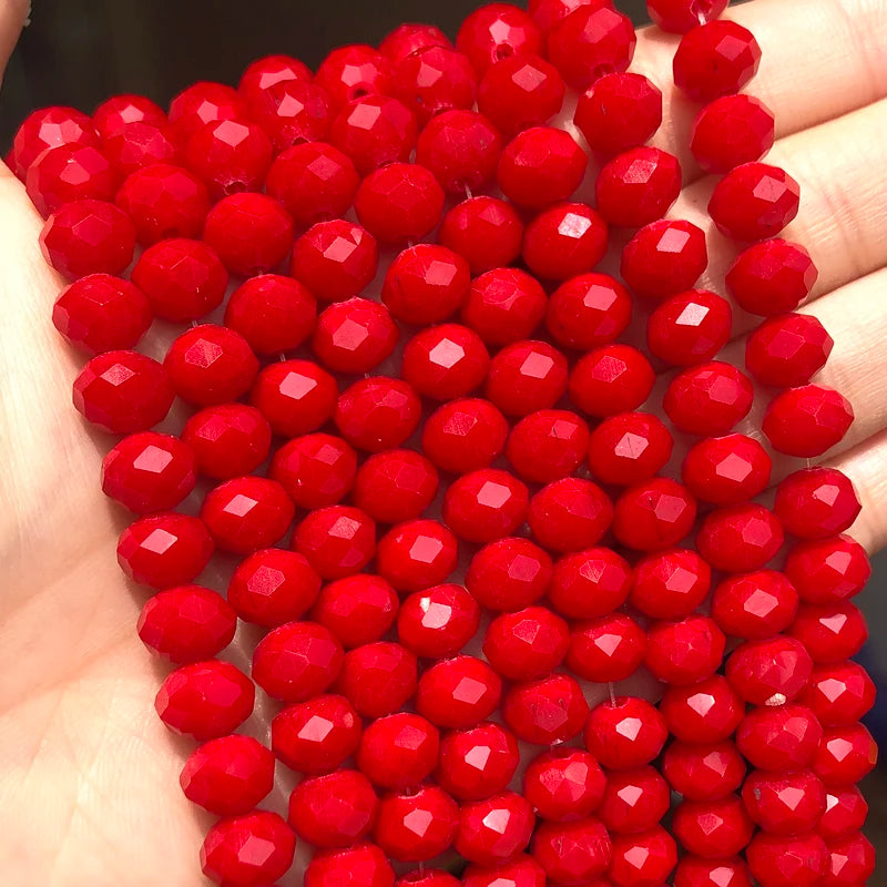 Natural Stone Abacus Faceted Red Jade Beads for Jewelry Making 3-8mm Rondelle Loose Beads