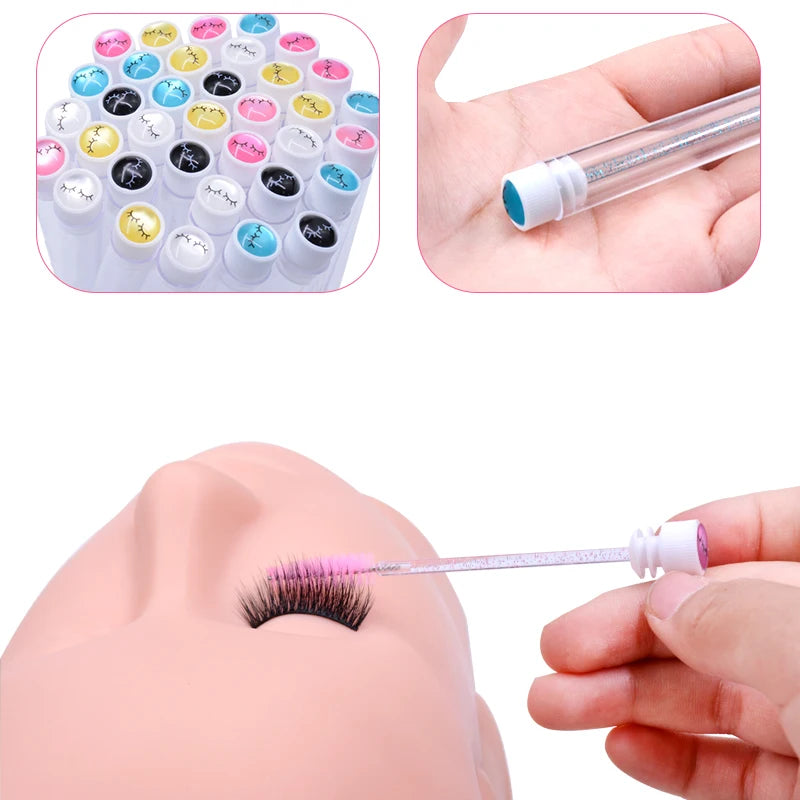 20Pcs Dust-Proof Reusable Eyelash Brush Tube Set with Replaceable Mascara Wands