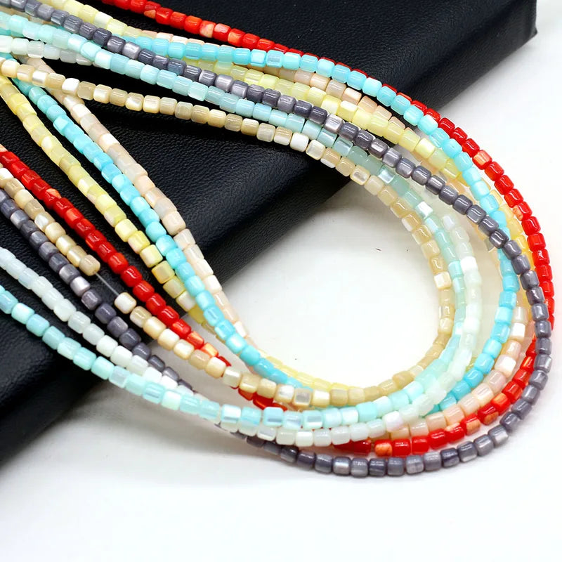 Natural Freshwater Shell Beads 3.5mm Cylindrical Loose Jewelry Making Supplies
