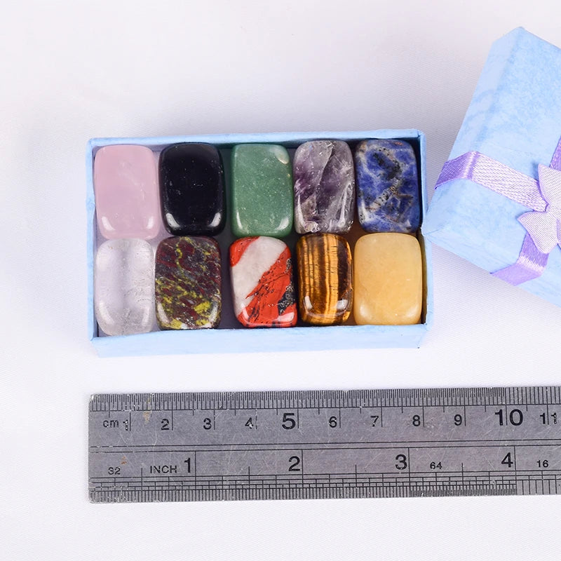 Natural Tumbled Stones Set for Chakra Healing - Assorted Rock & Quartz Beads 15-20mm
