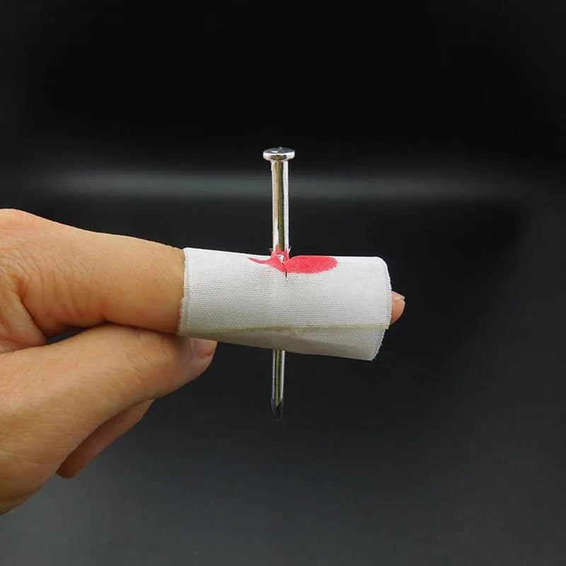 Fake Nail Through Finger Prank Toy for Halloween Kids Gags Comedy Trick