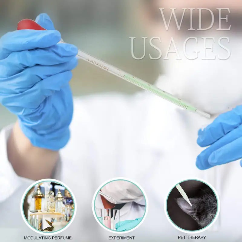 Graduated Glass Dropper Pipette Set for Laboratory Liquid Transfer - 0.5ml to 3ml