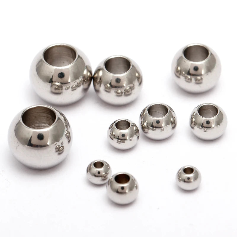 50/100pcs Stainless Steel Spacer Beads for Jewelry Making DIY Necklace & Bracelet Supplies